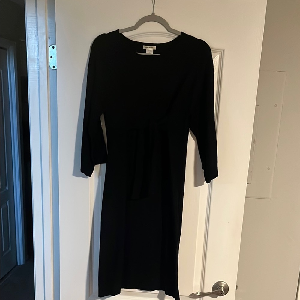 Max Studio Black Sheath Dress 3/4 Sleeve Crew Neck